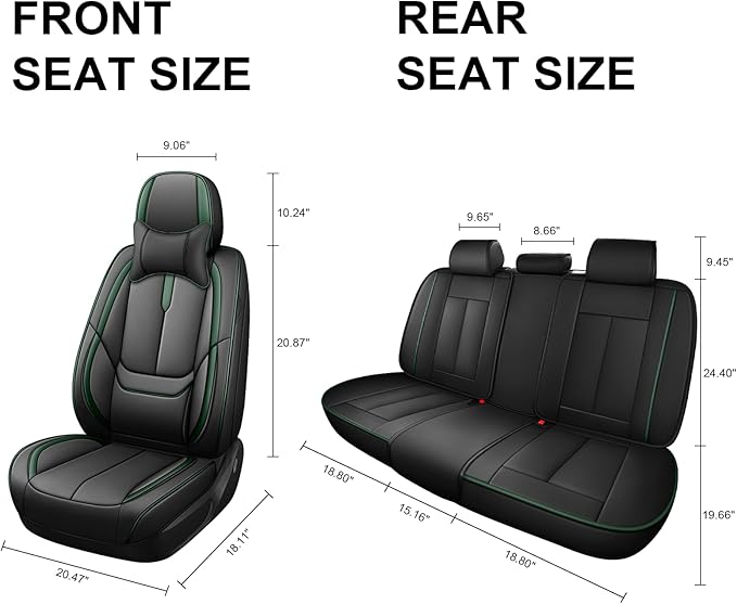 Fit for 98% of Mercedes Benz Car Seat Covers with Headrests, Premium Nappa Leather Seat Cover, Fully Wrapped Protect Modern Style Seat Cover (5-Seat Luxury, Black & Green)