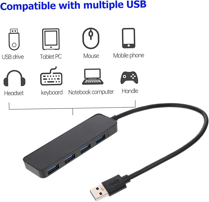 Gadpiparty USB Hub Port Data Splitter Ultra-Slim Expansion Adapter for Laptop and Computer High-Speed Transfer USB Expander for Easy Device Connectivity