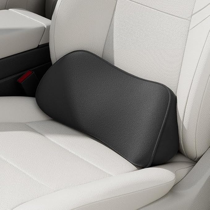 Lumbar Support Pillow for Car, Memory Foam Lumbar Pillow for Lower Back Pain Relief - Back Cushion for Driving, Chair Support for Car-Office Chair, SUV Waist Pillow - Black