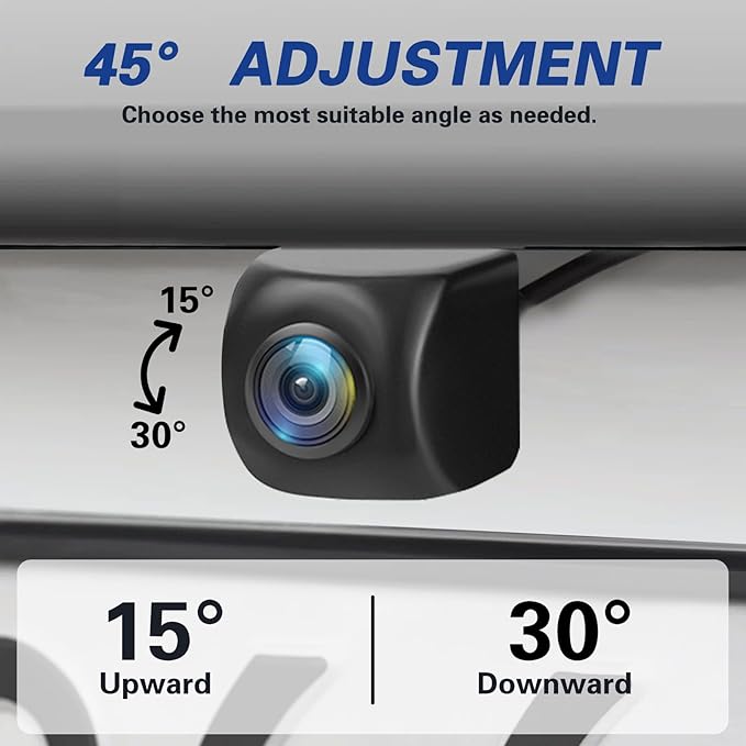 Kairiyard License Plate Backup Camera with 7 Inch Monitor, HD 1080P Reverse Camera Waterproof DIY Grid Lines No-Delay Wired Rear View Camera System for Truck Car SUV