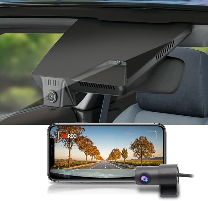 Fitcamx Front 2K+Rear 1080P Dash Cam Adapts for Hyundai Ioniq 5 2025-2026 (7 Vents/HD2-Ni000) & 2025 Ioniq 5 N, OEM Style, Dual HD Video, WiFi & APP, Loop Recording, G-Sensor, Easy to Use, 64GBCard