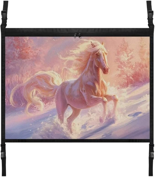 White Horse Print Car Roof Storage Bag Hanging Car Storage Bag Multi-Purpose Car Bag Storage Box Organizer Pouch Pocket One-Size-Fits Car Travel Accessories