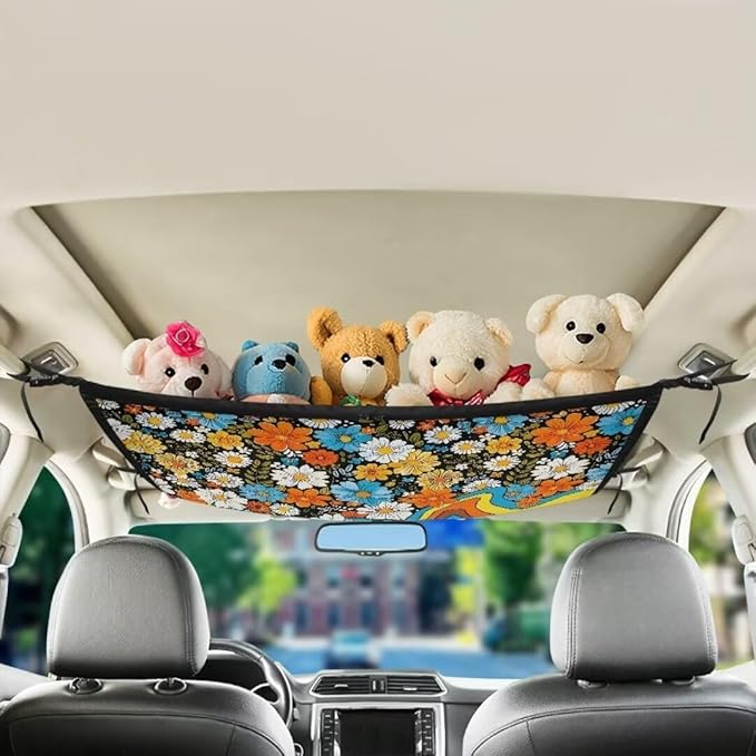 Flower Rainbow Car Roof Storage Bag Car Storage Bag Organizer Premium Car Seat Organizer Can Hold Mobile Phone, Wallet, Glasses