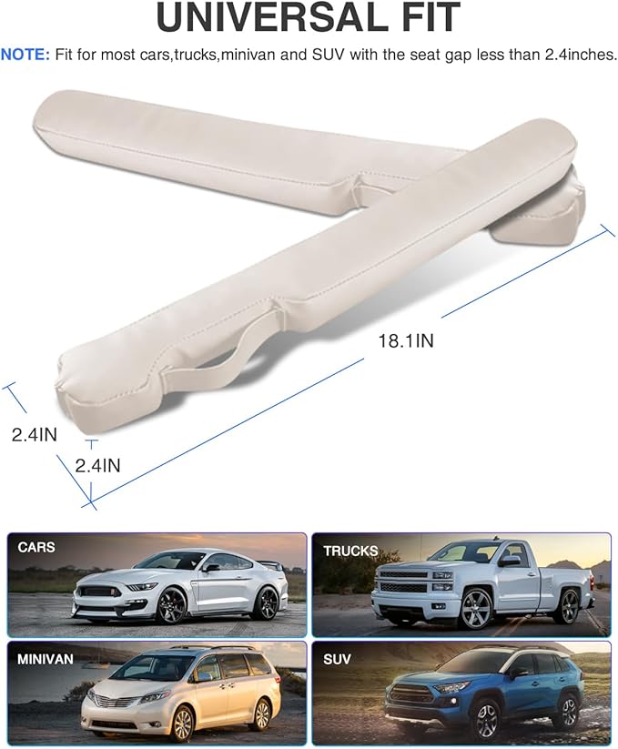 Leather Car Seat Gap Filler Universal for Car Truck SUV to Block The Gap Between Seat and Console Stop Things from Dropping 2 Packs Beige