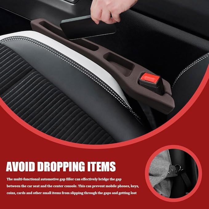 2PCS No Drop Seat Guard, Car Seat Gap Filler, Multi-Function Car Side Gap Filler for Prevent Items Falling, Universal Auto Blocker Between Seats Auto Organizer Accessories for Most Cars