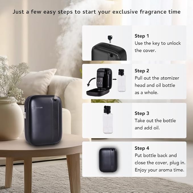 Hotel Waterless Essential Oil Diffuser – Include Top6 Scent Oil - 400ml/2000 Sq Ft - Aromatherapy Scent Diffuser Machine, Oil Diffusers for Home Bedroom, Large Room, spa,Office & Car, Air Diffuser