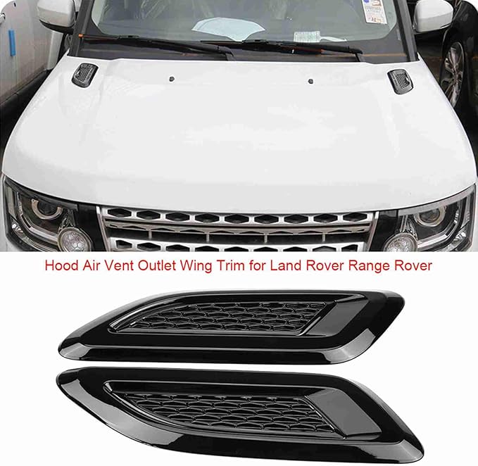 Exterior Hood Air Vent Outlet Wing Trim ABS Plastic Hood Air Vent Trim Replacement for 2012-2018 Sport 2014-2018 Discovery 4 2010-2016 2 2007-2014 (All Black)