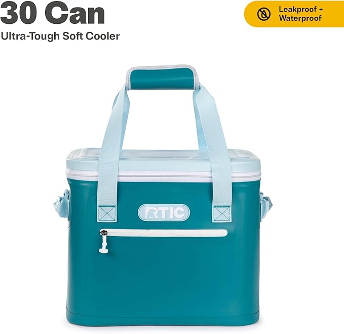 RTIC Ultra-Tough Soft Cooler 30 Can, Insulated Bag Portable Ice Chest Box for Lunch, Beach, Drink, Beverage, Travel, Camping, Picnic, Car, Trips, Floating Cooler Leak-Proof with Zipper