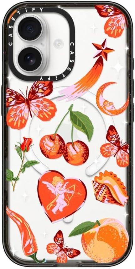 CASETiFY Impact iPhone 17 Case [Slim/Compatible with Magsafe / 8.2 ft. 4X Military Grade Drop Protection] - Romantic - Clear Black