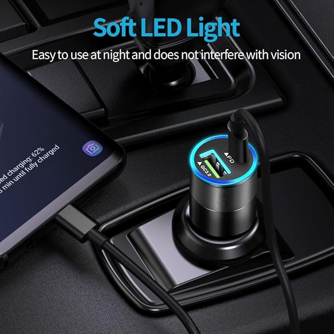 USB C Fast Charger Kits for Google Pixel 10 Pro XL/10/9 Pro Fold/8/7/7 Pro, Samsung S26/S25+, Looptimo 48W PD&QC 3.0 Car Cigarette Lighter Adapter + 20W Wall Charger Block + 2 Pack Type C Cable 3.3ft