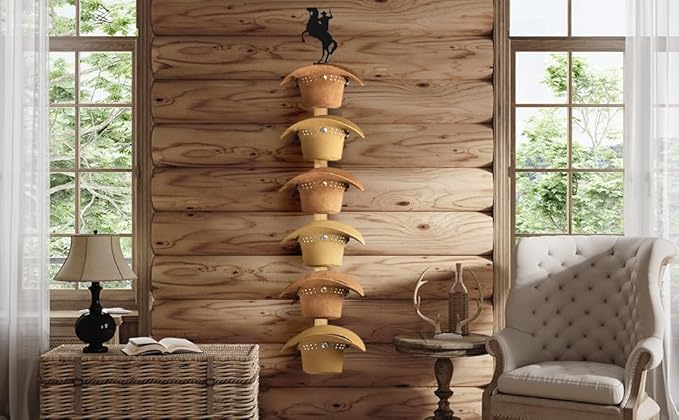 Cowboy Hat Rack for Wall – 3-Piece Wooden & Metal Western Hat Holder, Rustic Rider Sign Decor, Holds up to 6 Hats, Wall Mounted Cowboy Hat Organizer & Storage Display Rack for Cowboy Room Decor