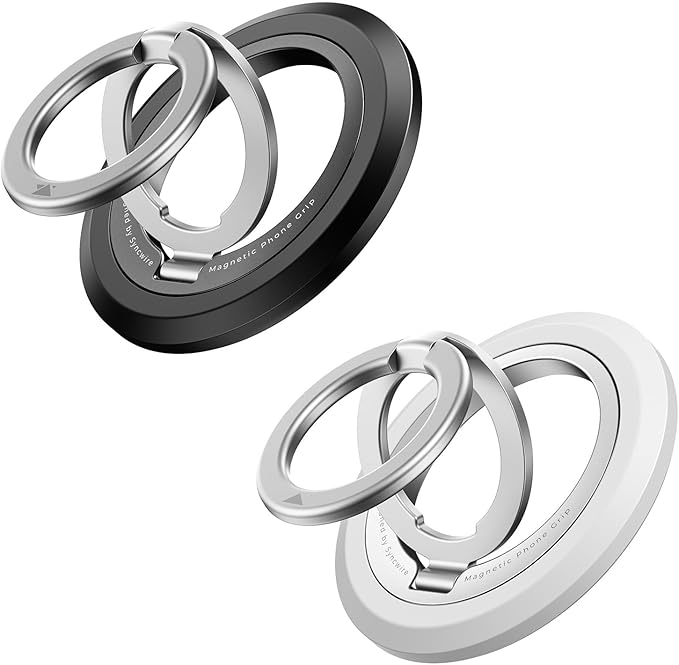 SYNCWIRE Magnetic Phone Ring Holder for MagSafe [2 Pack], 360° Rotation Dual Sided Magnet Grip Cell Phone Ring Stand Finger Kickstand Compatible with iPhone 17 16 15 14 13 12 Pro Max fits MagSafe