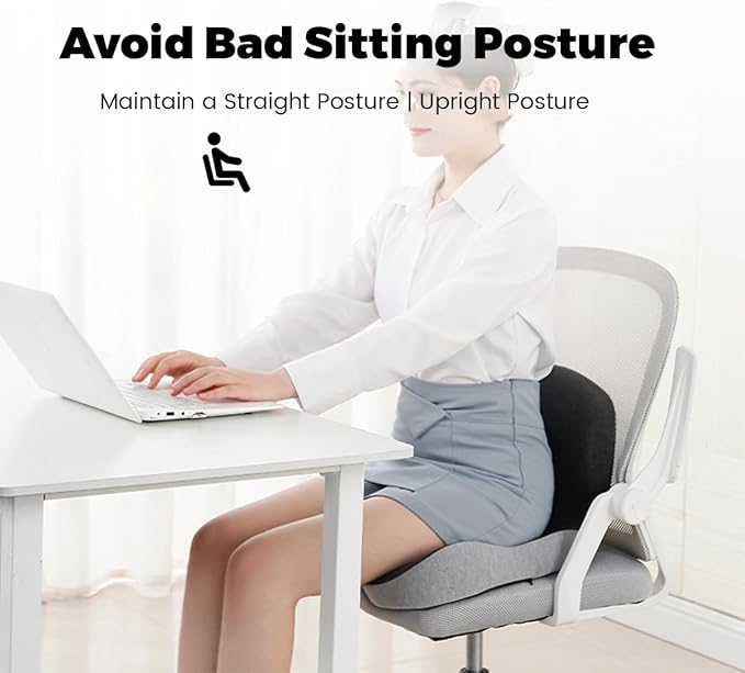 Back and Seat Cushion,Truck Seat Cushion for Long Driving,Ergonomic Non Slip Memory Foam Seat Skin with Back Support,L-Shaped Lumbar Support,Breathable & Machine-Washable,for Car,Office,Home