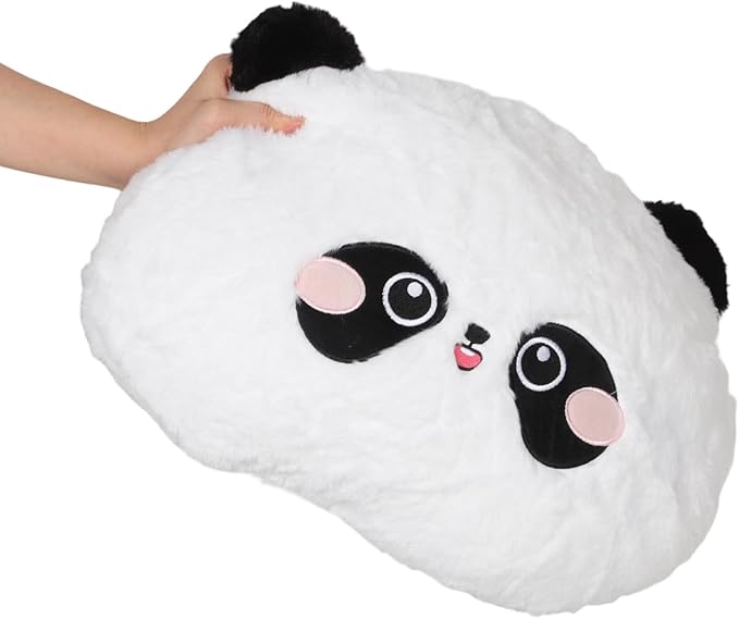 PRETYZOOM Cartoon Panda Lumbar Support Pillow with Rabbit Hair Embroidery, Soft Plush Car Seat Cushion for Lower Back, Shoulder Relaxer for Driving and Office Use