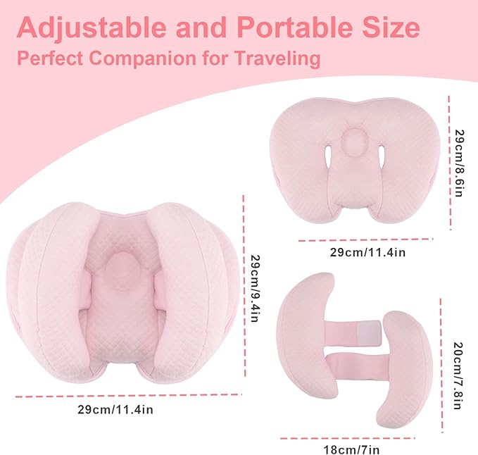 KAKIBLIN Baby Support Pillow, Head and Neck Support,Banana Neck Pillow for Baby, Travel Pillow for Stroller Neck Support, Adjustable Head Pillow for Kids Toddler
