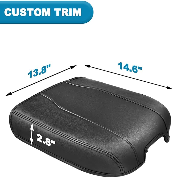 Center Console Armrest Cover for Chevy Silverado & GMC Sierra 2019-2026, Yukon & Tahoe & Suburban 2021-2026, Floor Console Bucket Seat Only, Vinyl Middle Console Cover, Scratchproof, Black