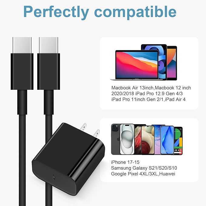 iPhone Charger Fast Charging 10FT iPhones 17 16 15 Charger 3 Pack Type C Chargers USB C Charger Compatible with iPhone Air 17/17 Plus/17 Pro/17 Pro Max/16/16 Plus/16 Pro/AirPods(Black)