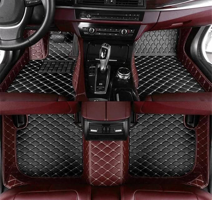 Custome Car Mats Accessories All Weather Floor mats Compatible with Automotive Floor Mats Passenger car mats (Brown Black)