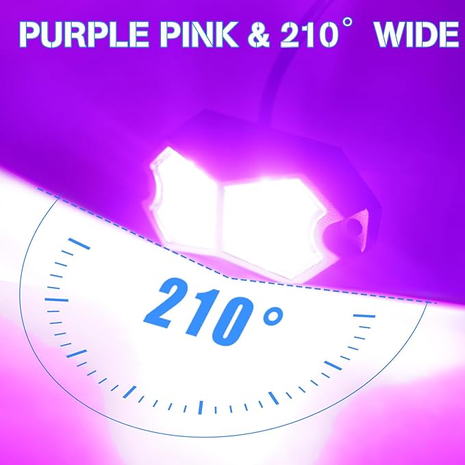 Led Rock Lights Purple Pink 4 Pods 18LEDs 210 Degree Wide Angle IP68 Waterproof Aluminum Housing Underglow Underbody Lights 12v 24V for Truck UTV ATV Camper (4 Pods, Purple Pink)
