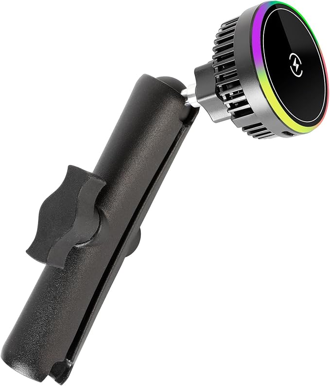 1" Ball Magnetic Wireless Charging Phone Holder with 5.9" Long Arm for MagSafe iPhone 17/16/15/14/13/12 Series - 15W Fast Charging, TEC and Fan Dual Cooling - Compatible with RAM B Size Mounts