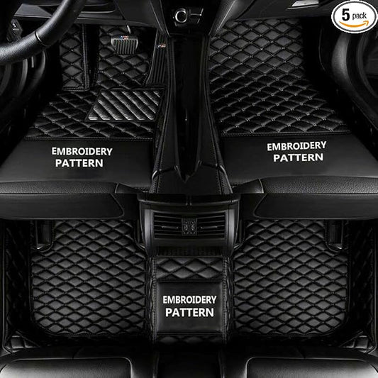 Car Floor Mats for 99% Cars, Trucks and SUVs Full Coverage Pads Protection Non-Slip Leather Floor Liners (Full Black)