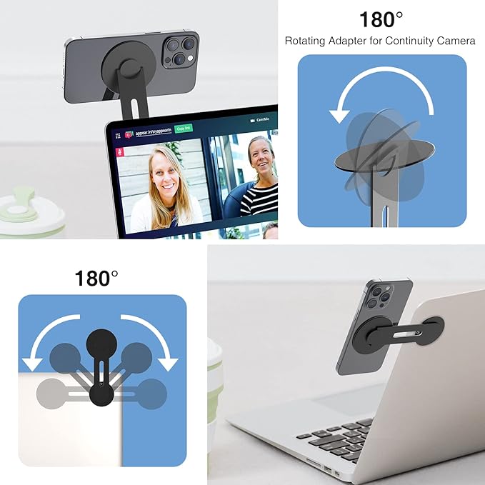 Laptop Phone Mount Magnetic Phone Holder for Monitor for MagSafe iPhone 17 16 15 14 13 12 & All Phones Phone Side Mount Adapter for Computer Monitor Display for Tesla, Phone Laptop Bracket Accessories