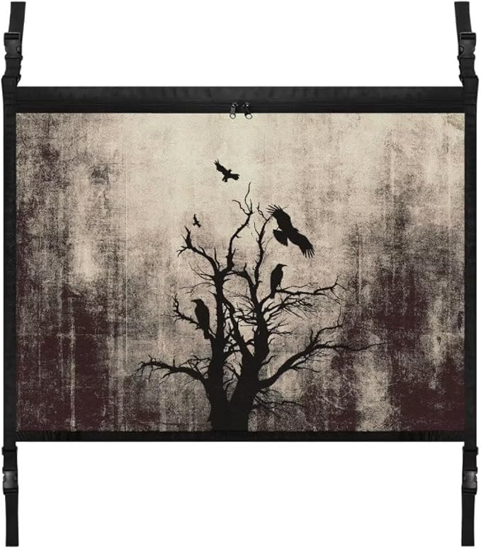 Car Roof Storage Bag Withered Branch Crow Auto Seat Storage Hanging Bag All Car Storage Organizers Vehicle Passenger Seat Organization and Storage for Kids Adults