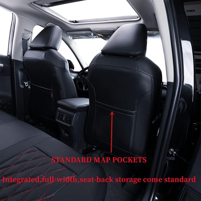coverdream Custom Seat Covers Compatible with Select Toyota RAV4 Hybrid 2016 2017 2018 Models - Leatherette (Red/Black,Full Set)