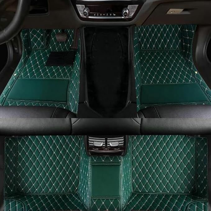 Yaruicar Custom Personalized Floor Mats for Cars Luxury Full Coverage All Car Floor Mats Anti-Slip Leather Car Mat Set Trucks & SUVs Trucks Automotive Floor Mats Liners (Green)