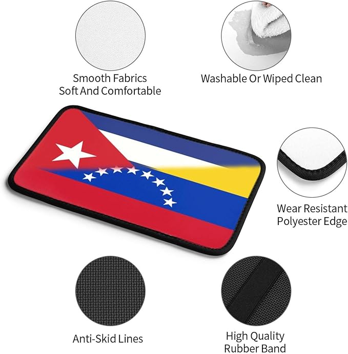 Venezuela Venezuelan Cuba Cuban Flag Auto Center Console Armrest Cover Car Handrail Box Cushion Pad Mat Universal Fit Most Vehicle Sedan Truck SUV Soft Comfort Decor Accessories