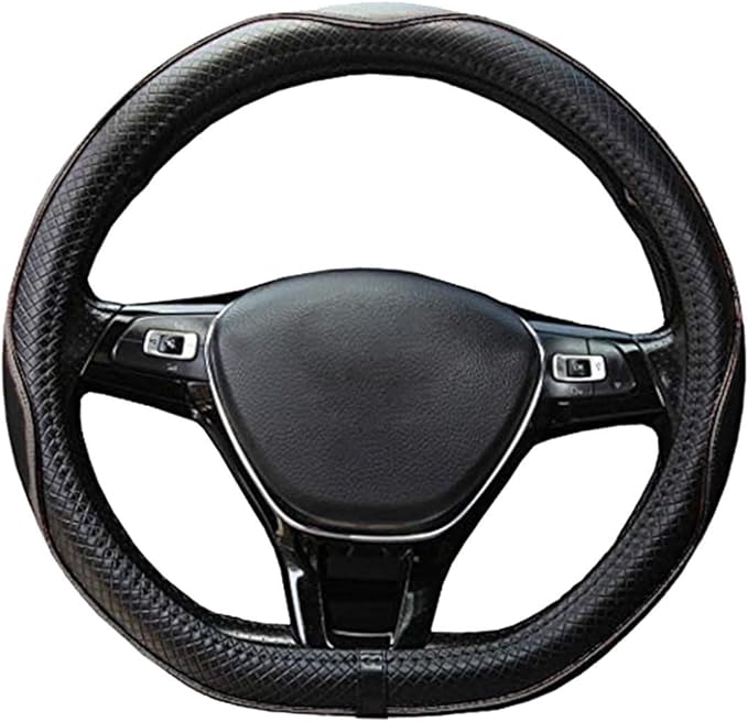 Mayco Bell Flat Bottom Steering Wheel Cover Anti-Slip,Safety,Soft,Breathable,Durable,Full Surround,Comfortable Grip Microfiber Leather (D Shape, Black Gray)