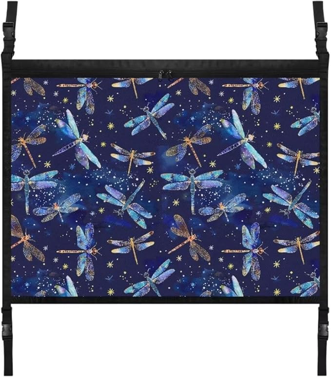 Car Roof Storage Bag Blue Dragonfly Print Car Seat Back Hanging Bag Multi-Purpose Car Bag Storage Box Organizer Pouch Pocket Inner Car Accessories Compatible with Most Vehicles