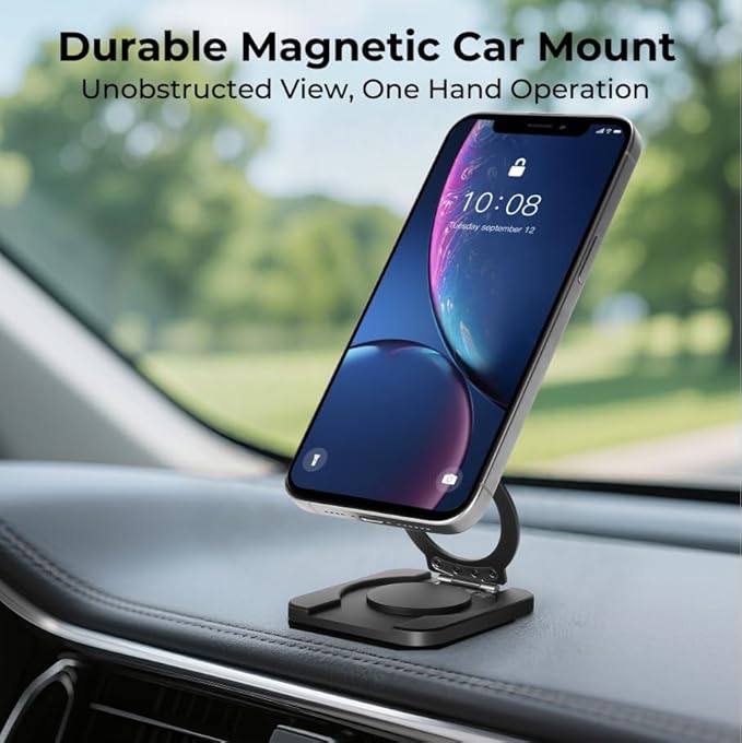 Square Magnetic Phone Holder Stand for MagSafe iPhone Dual Magnets, Removable Phone Adapter Stand Ring Holder for Gym Car Desk Phone Grip for iPhone 17/16/15/14/13/12 Series MagSafe Case All Phones