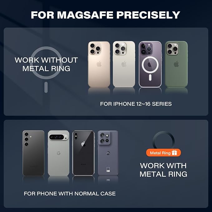 APPS2Car Magnetic Cup Holder Phone Holder -Designed for iPhone MagSafe Case - [Not Charging] (Gray-MagSafe)