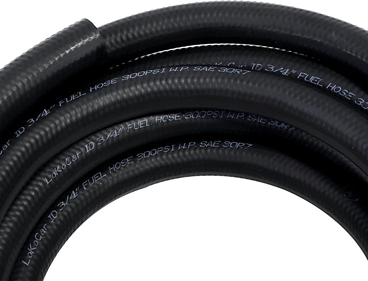 LokoCar Rubber Fuel Hose Line Push Lock 3/4" ID SAE 30R7 NBR 25ft 300PSI Black