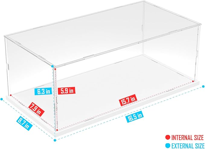 Choowin Acrylic Display Case for Lego Porsche 911 10295 for Lego Camaro 10304 10337 42176 for Lego Car Display Thickened Clear Acrylic Display Cases for Collectibles Assemble Dustproof(White Base)