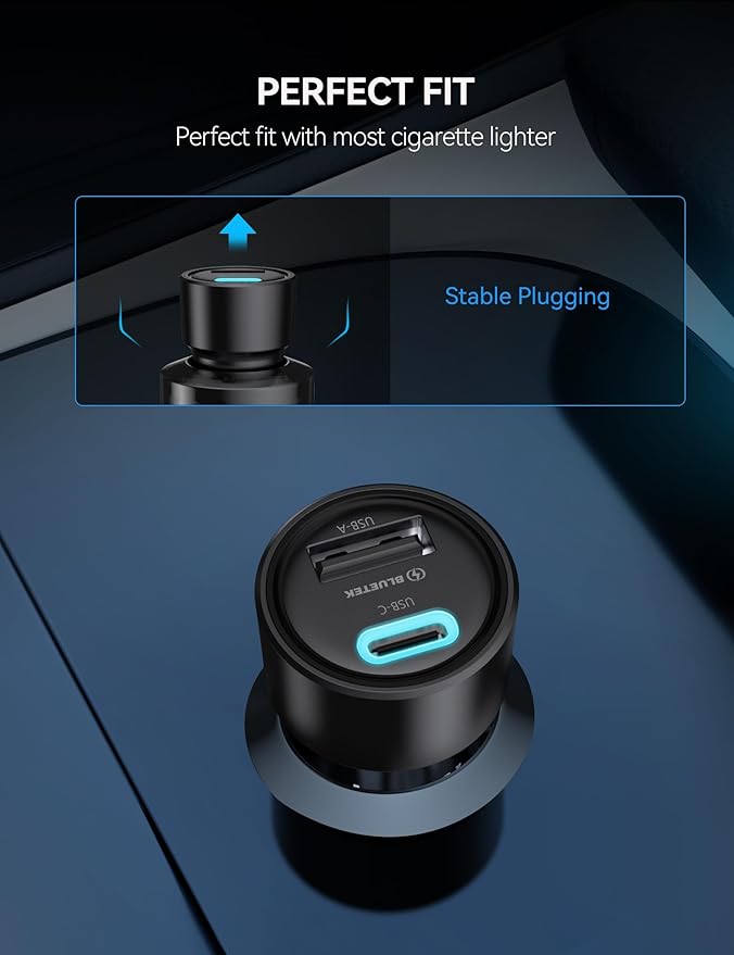 TECKNET USB C Car Charger [2Pack], 48W 2-Port Cigarette Lighter Fast Chargering, PD&QC3.0 USBC Car Charger Adapter Compatible with iPhone 16/15 Plus/15/14/13 Galaxy
