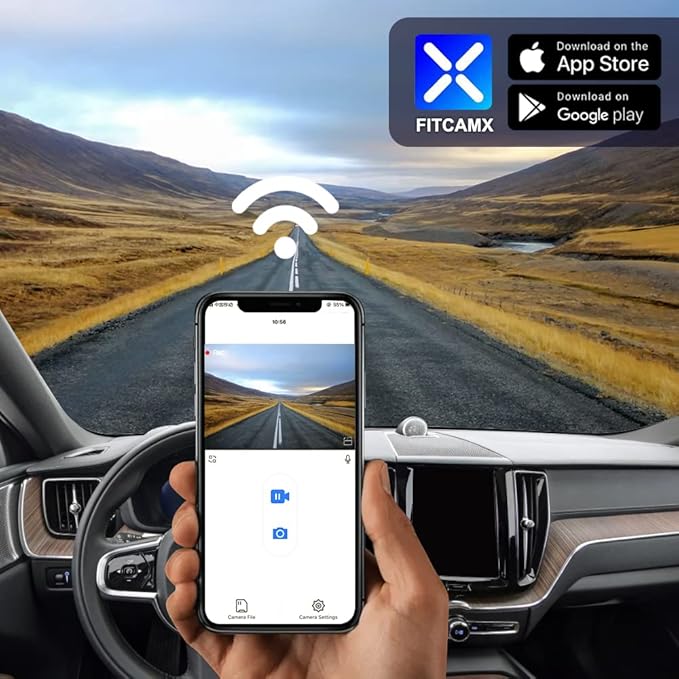 Fitcamx Front 4K+Rear 1080P Dash Cam Adapts for Volvo XC60 V90 S90 2022-2026 B5 B6 T8 (Model B), OEM Style, Dual HD Video, Loop Recording, Built-in WiFi & APP, G-Sensor, Easy to Set, 128GB Card