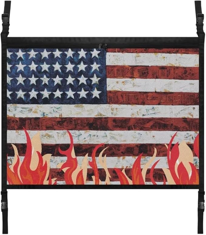 Fire American Flag Car Seat Organizer Roof Storage Tidy Pouch Pocket Car Travel Accessories Suitable for Cars, SUVs