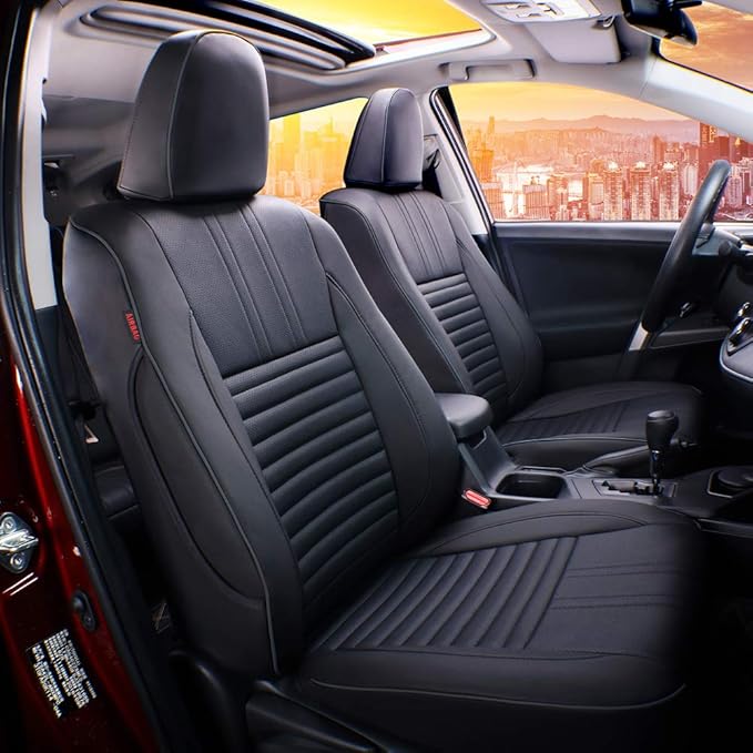 EKR Rav4 Seat Covers Custom Fit for Toyota Rav4 XLE,Platinum,Limited 2013-2018 & SE 2016-2018, Leather Car Seat Cover Full Set for SUV,Faux Leather(Black)