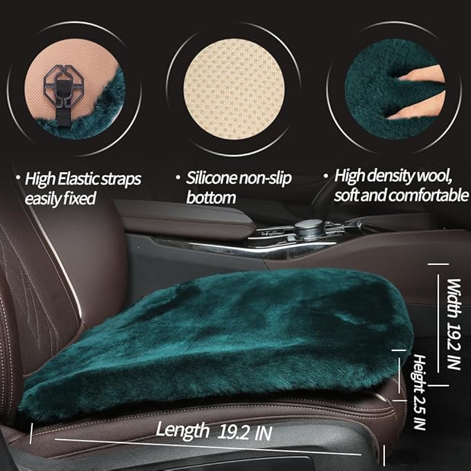 LLB Genuine Sheepskin Car Seat Cushion Seat Covers for Cars Trucks SUV Comfort Seat Protector Pad for Car Driver Seat Car Accessories for Women Office Chair Decor, Aquamarine Front Seat Cushion-1 Pc