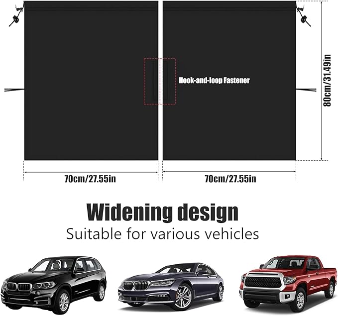 Car Privacy Curtain Universal Car Divider Curtain Between Rear Seat Auto Blackout Curtains Cars Sun Shades Side Window Shades Kit for Travel Camping Nap Sleeping(A)