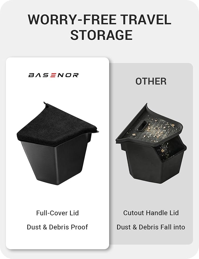 BASENOR 2025 2026 Tesla Model Y Trunk Storage Bins, (Proprietary Design) Trunk Organizer with Carpeted Lid, Rear Trunk Side Storage Box for 5-Seats Model Y Juniper Interior Accessories