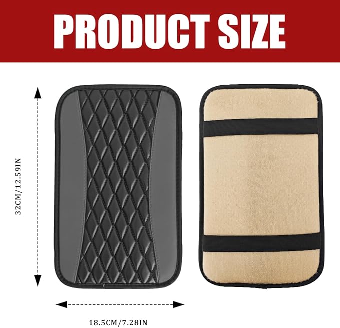 Car Center Console Cushion Pad, Armrest Cover for Car, Leather Waterproof Armrest Seat Box Cover, Auto Accessories Comfortable Arm Rest Box Cushion Pad for Most Vehicles (Gray)