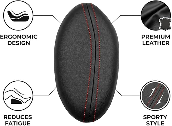 Car Knee Cushion, Car Center Console Leg Elbow Pad, Comfortable Soft Leather Thigh Support Rest Pad, Universal Auto Door Armrest Pad for Most Vehicles (Left Red)