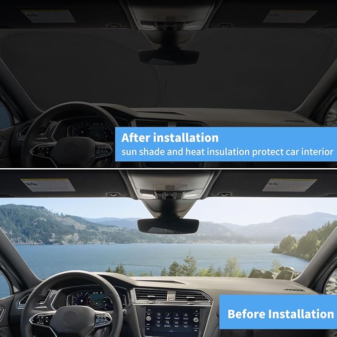 Upgraded Windshield Sun Shade Window Sunshade for 2026 2025 2024 2023 2022 2021 2020 2019 2018 VW Tiguan Accessories Preferred Premium Car Sun Visor UV Protector Fit Volkswagen Tiguan SUV shield Cover