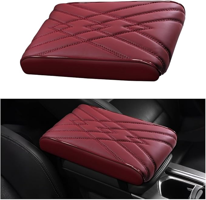 Car Center Console Cover, Memory Foam Vehicle Arm Rest Seat Box Cushion Pad, Scratch & Wear Resistant Automotive Middle Console Protector, Universal for SUV Automobile Truck (Red)