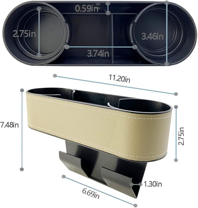 Cup Holder for Car Seat Gap Organizer, Multifunctional Cup Drink Holders with PU Leather Cover,Side Insert Center Console Gap Filler Storage Box for Mug Bottle CellPhones Keys Coffee Coasters