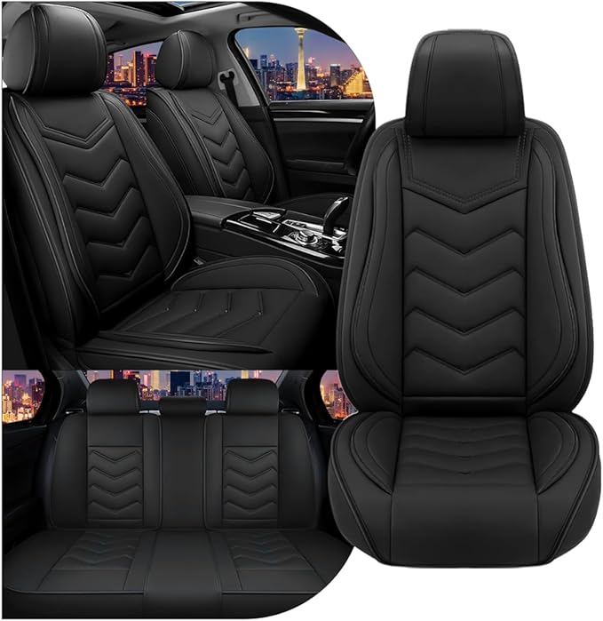 CTDS Car Seat Covers for Nissan Altima 2001-2026, Stylish Sport Seat Cover, Premium Nappa Leather Car Seat Cover. Automobile Seat Covers Sets.(Standard 5 Seats/Pure Black)