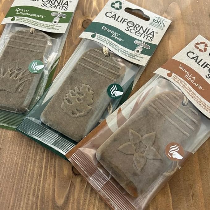 California Scents Hanging 3D Paper: Natural, Environmentally Friendly Car Freshener with Recycled Materials and Strong Odor Eliminator for Automotive Air Freshening (Breezy Pine, 1 Pack)